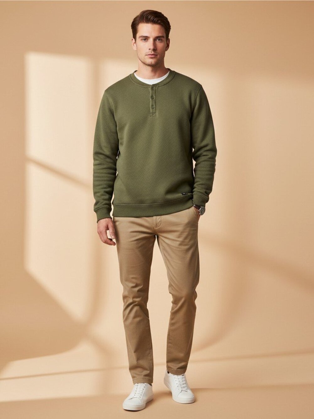 NWT Matix Sherpa Henley Sweatshirt Men's M Olive Green Skate Style